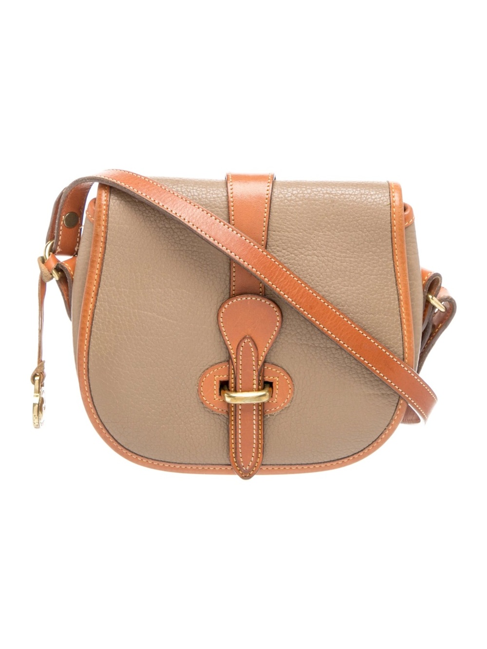 Dooney & Bourke Taupe and Brown Pebbled Leather Crossbody Bag
